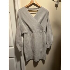 NWT Women's Size XL Everkaki Gray Long Sleeve Knee Length Sweater Dress